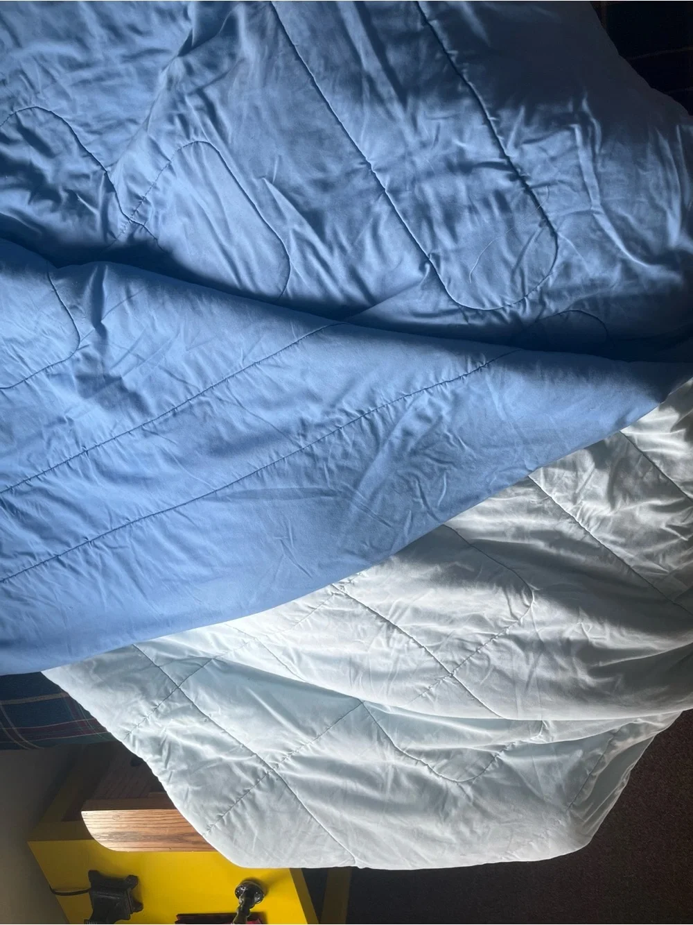 Blue and White Reversible Comforter - Lightweight Home Bedding